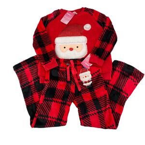 Kensie Girl Fleece Plaid Santa Pajamas 10/12